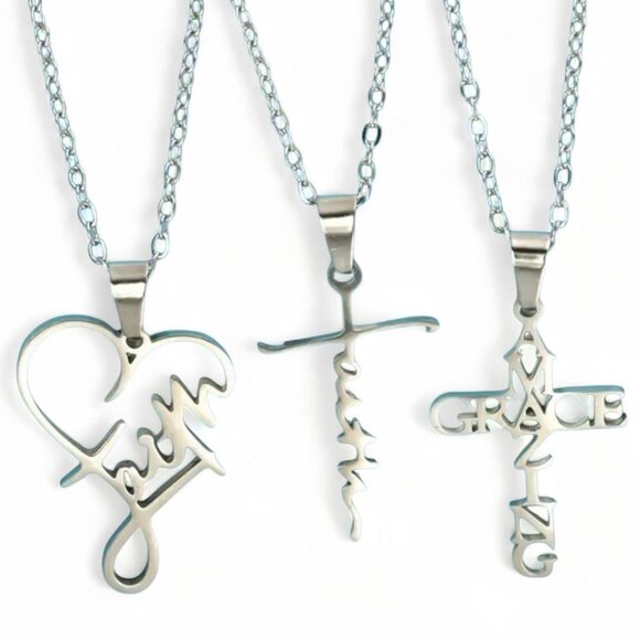 Jewelry - NEW- FAITH NECKLACE STAINLESS STEEL 17.5 LENGTH 2 - OPTIONS AVAIL